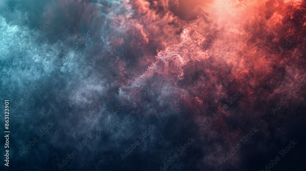Fototapeta premium A colorful, swirling cloud of smoke with a red and blue hue