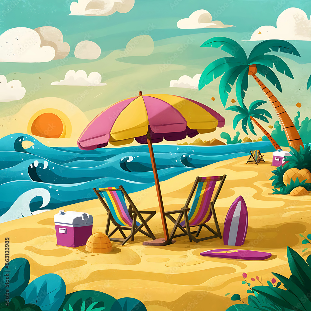 Obraz premium a Flat illustration for summer season,