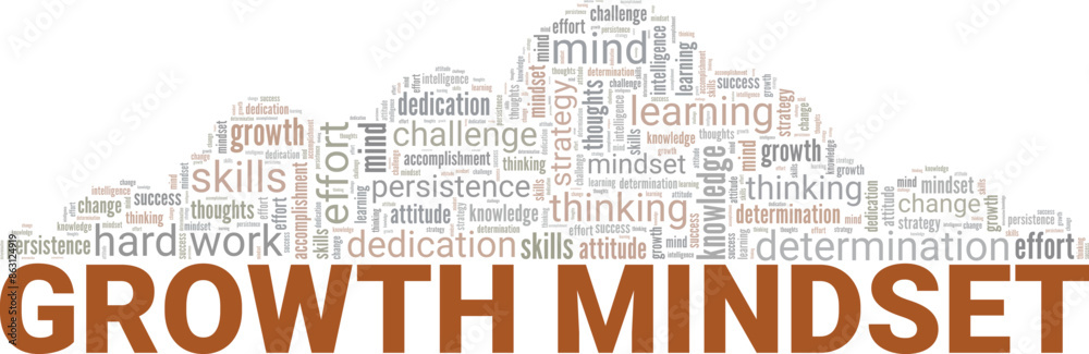 Obraz premium Growth Mindset word cloud conceptual design isolated on white background.