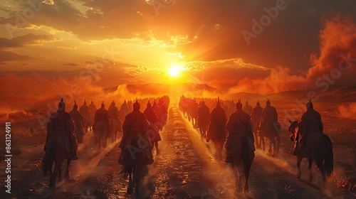 Sunset Over Terracotta Warriors - Majestic Ancient Army in Repose