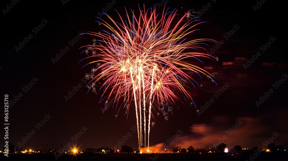 Minimalist Celebratory Fireworks Display with Stylish Vivid Tones Minimalist Celebratory Fireworks Display with Stylish Vivid Tones
