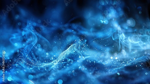  A blurred wave image on a blue-black background with bubbles