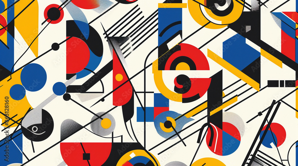 Obraz premium Minimalism and Bauhaus Seamless Pattern Cubism abstract wallpaper. Minimalism Bauhaus Seamless Pattern Cubism abstract wallpaper