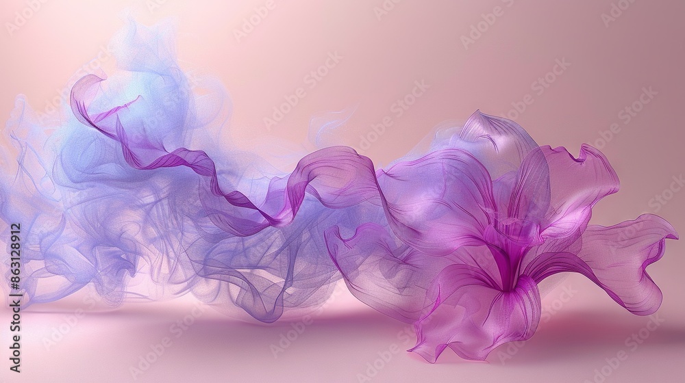 A pink and purple flower on a pink background with a blurry flower image A pink and purple flower on a pink background with a blurry flower image