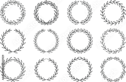Laurel wreath collection heraldic round elements