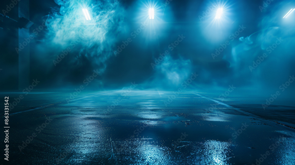 dark empty street, blue light background dark empty street, blue light background