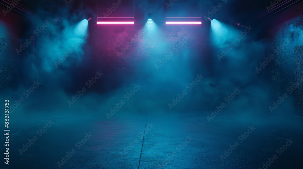 Naklejka premium dark empty street, blue light background