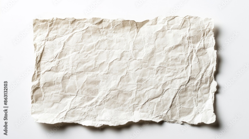 Blank paper sticker label with a textured surface, isolated on a white background Blank paper sticker label with a textured surface, isolated on a white background