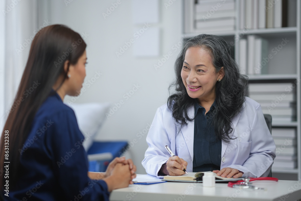Doctor consulting with patient in a medical office, discussing health and wellness. Professional healthcare and medical advice concept. Doctor consulting with patient in a medical office, discussing health and wellness. Professional healthcare and medical advice concept.