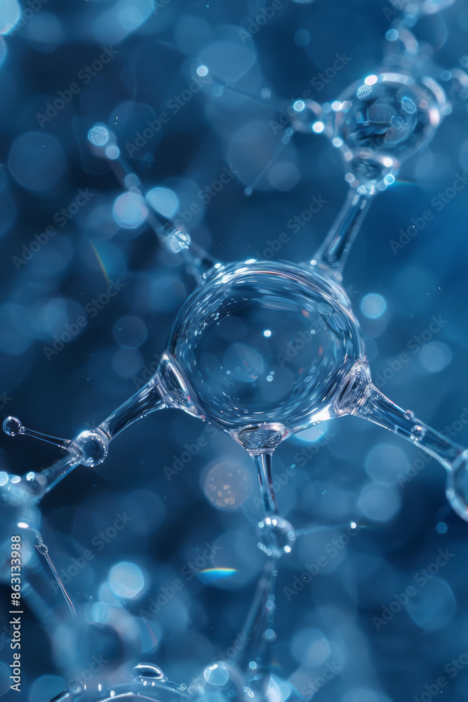 Macro close-up of hyaluronic acid serum with visible molecular patterns, Macro close-up of hyaluronic acid serum with visible molecular patterns,