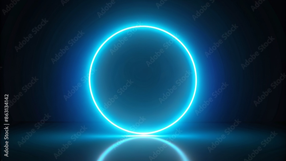 3D Render - Blue Neon Circle Light Glow Abstract Background 3D Render - Blue Neon Circle Light Glow Abstract Background