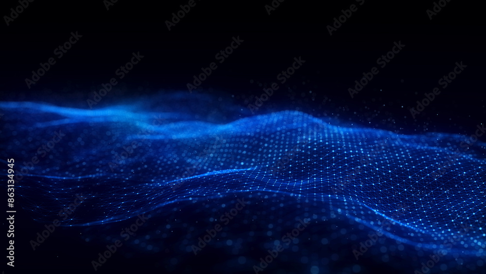Color abstract wave background with dots and lines moving in space ...