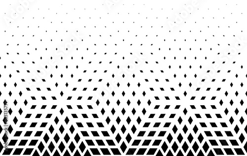 Geometric pattern of black diamonds on a white background.Seamless in one direction.Option with a Short fade out.The Scale transformation method.