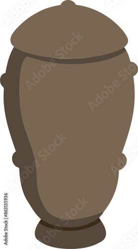 Burial vase for cremation. Concept of cremated people isolated on white background. Funeral urn with ashes.