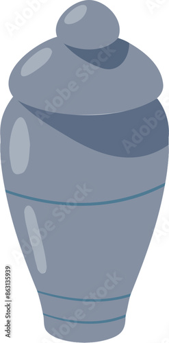 Burial vase for cremation. Concept of cremated people isolated on white background. Funeral urn with ashes.