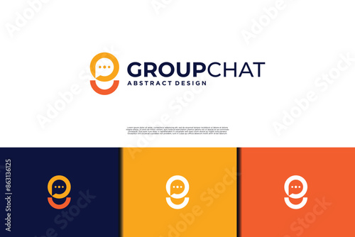 Group chat logo design. Letter G with chat logo combination