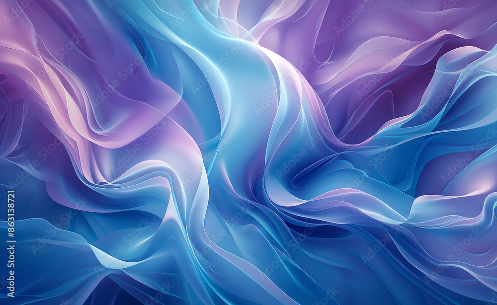 Fototapeta premium Abstract swirling blue and purple metallic forms.