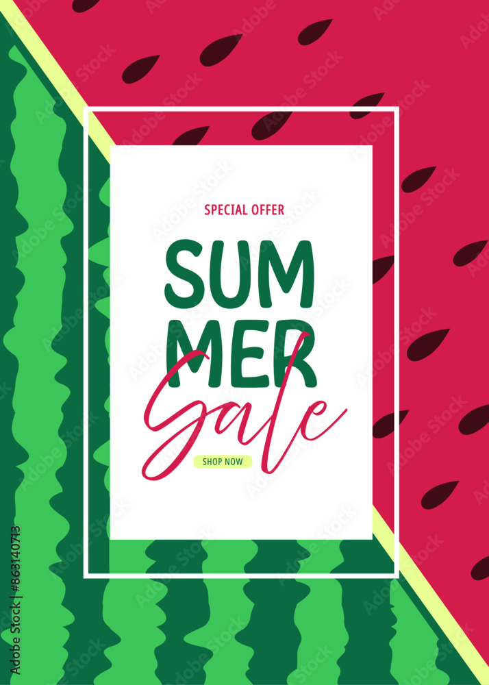 Set of empty templates with summer themes on a watermelon background. Design of advertising banners. Vector illustrations for websites and mobile websites, email design, posters, promotional materials