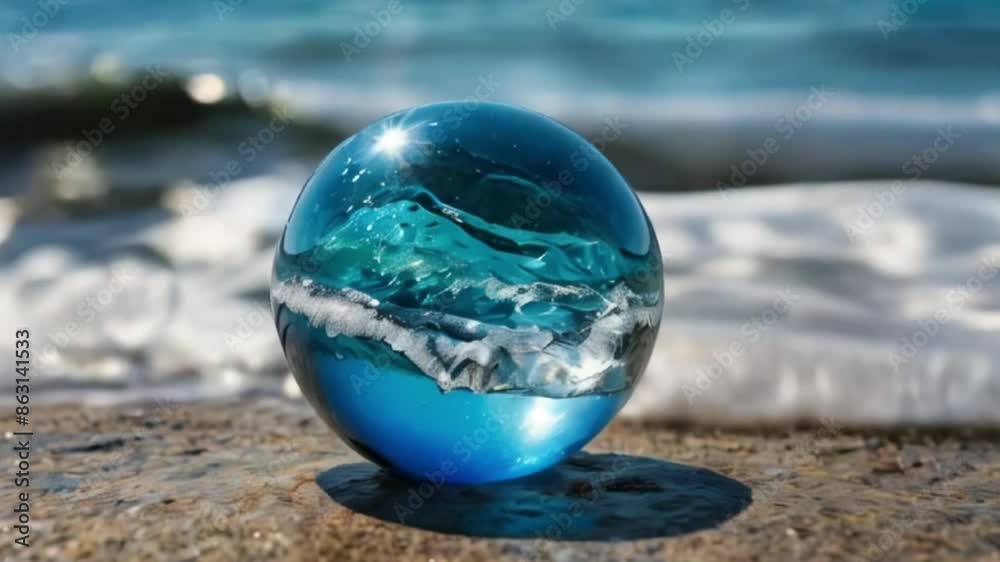 sphere with sea waves sphere with sea waves