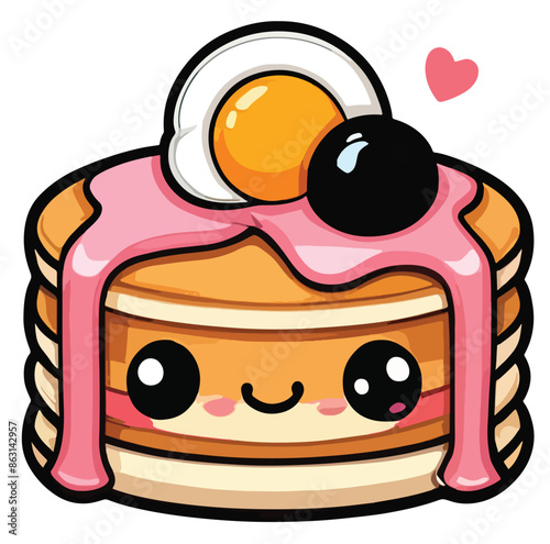 Kawaii pancakes clipart cartoon sticker style vector illustration