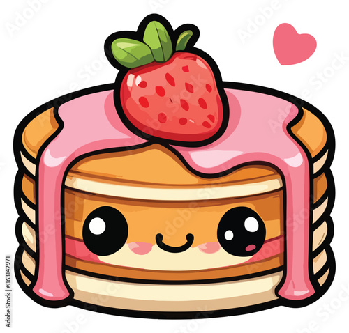 Kawaii pancakes clipart cartoon sticker style vector illustration