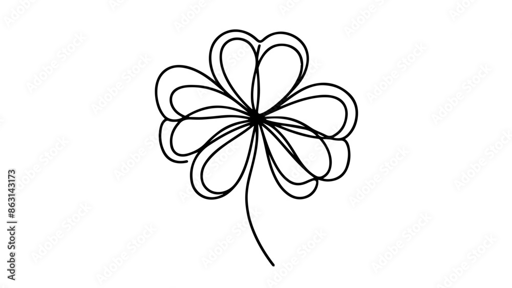 4 leaf clover single line drawing 