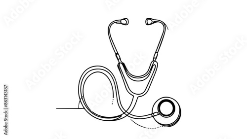 stethoscope single line illustration