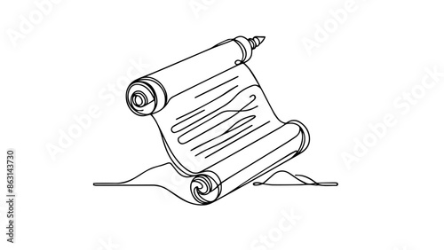paper scroll one line illustration