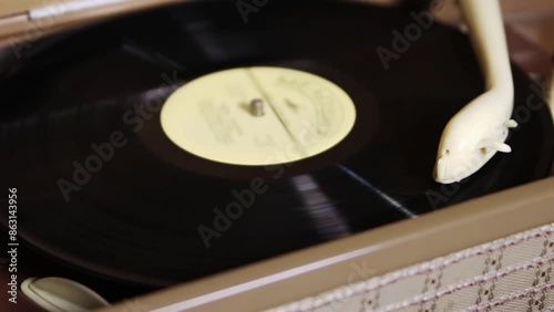 Vinyl in vintage radio gramophone 1960s