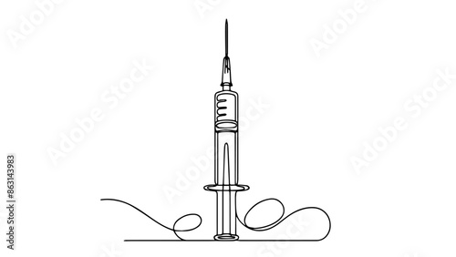syringe one line drawing