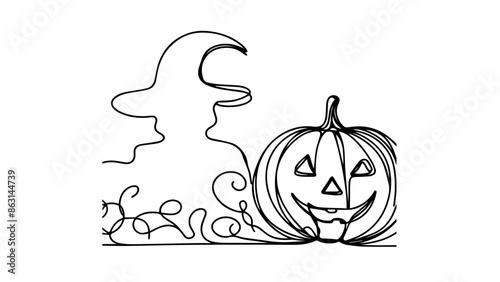 single line drawing of halloween concept