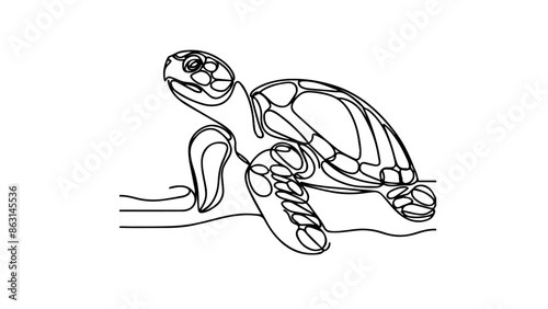 single line drawing of a turtle photo