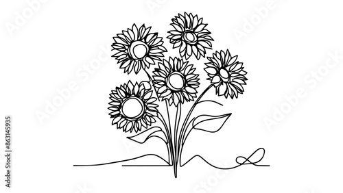  one line drawing of sunflowers