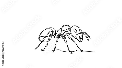 one continuous line illustration of an ant