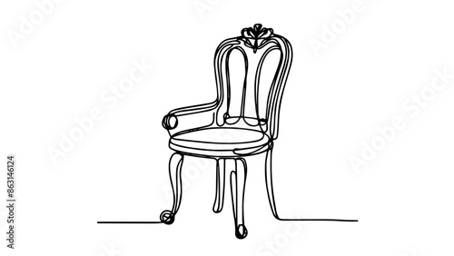 one continuous line illustration of a vintage chair