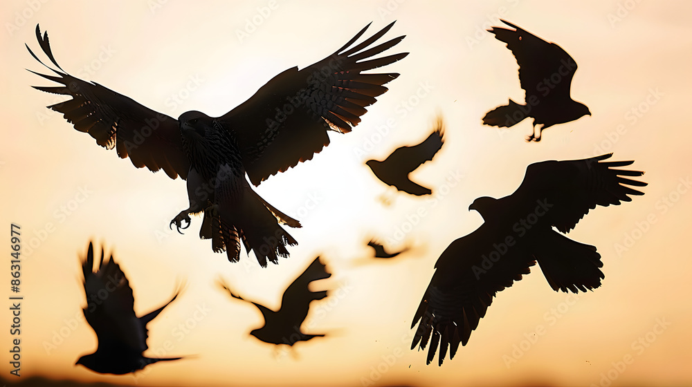 Obraz premium falcon silhouettes