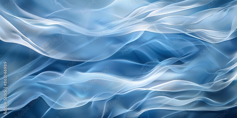 Obraz premium Calming Abstract Blue Waves Flowing Softly