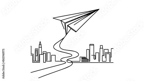 one continuous line concept of a paper plane