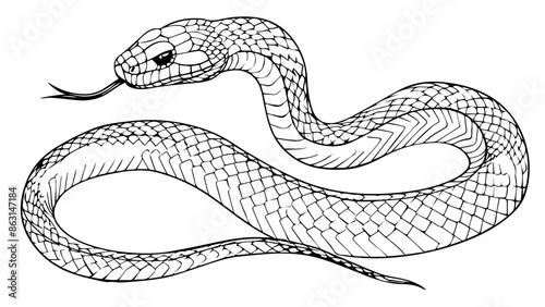 one continuous line illustration of a snake