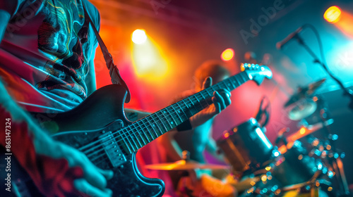 Wallpaper Mural Close-up of a guitarist performing on stage under colorful lights. Torontodigital.ca