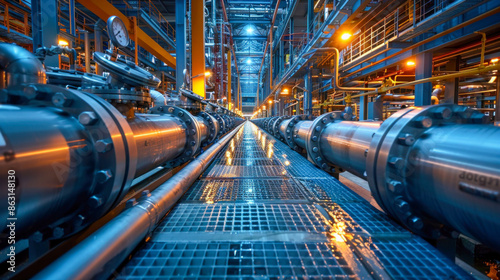 Industrial Machinery in Modern Factory Setting. Generative ai