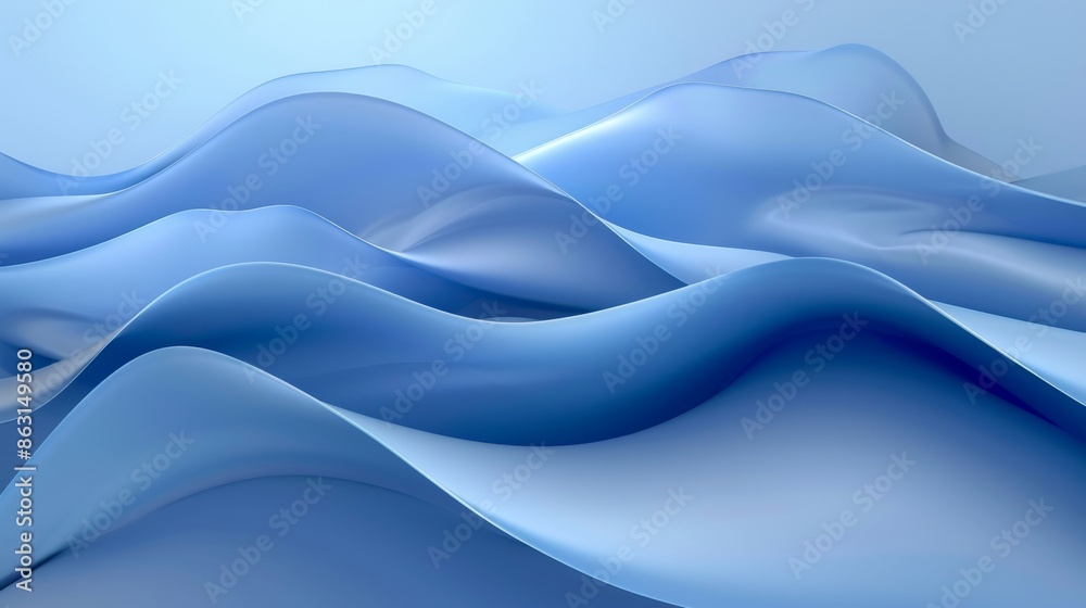 Fototapeta premium Calming Abstract Blue Waves Flowing Softly
