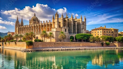 Cathedral of Santa Maria of Palma and Parc del Mar in Majorca, Spain , Palma, Cathedral, Gothic, Architecture, Landmark photo