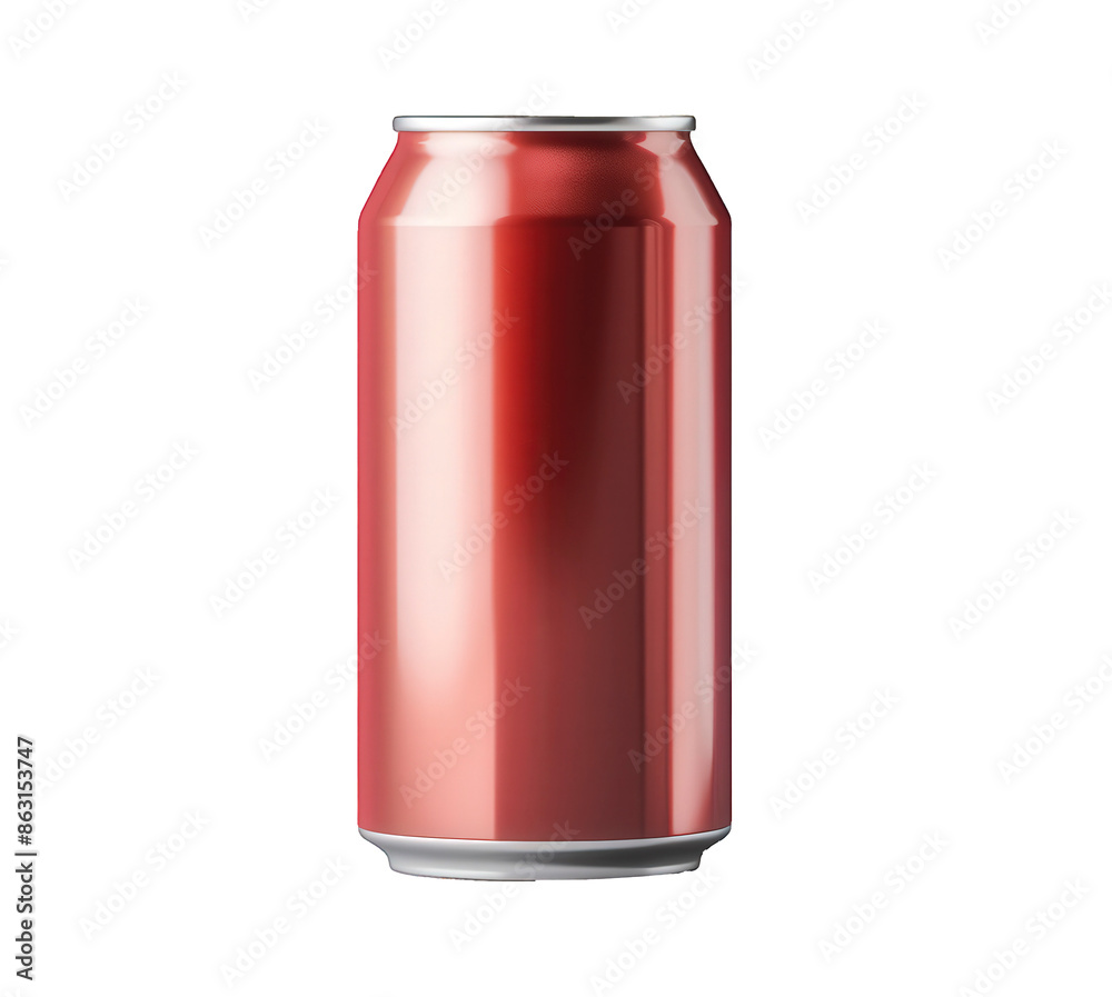 Red Aluminum Beverage Can Isolated on White Background