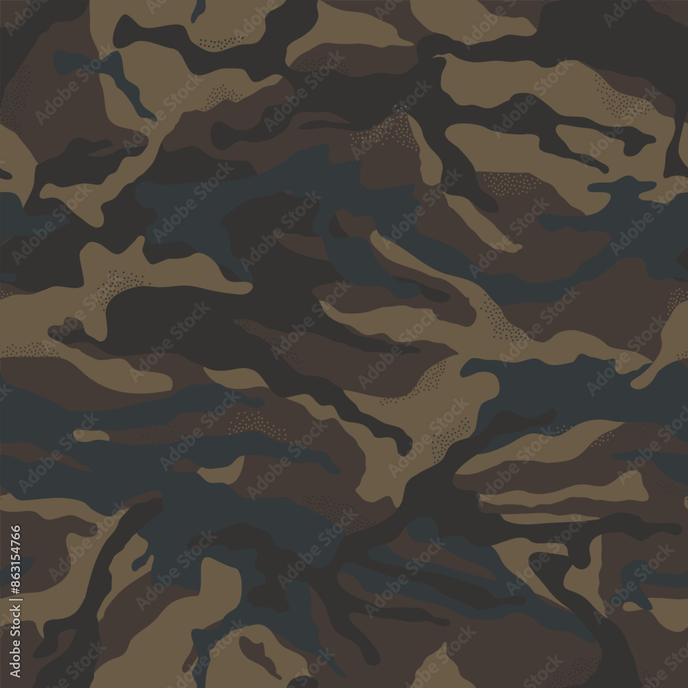 Naklejka premium Abstract hand drawn classic camouflage texture seamless pattern for textile, fabric, wallpaper, surface