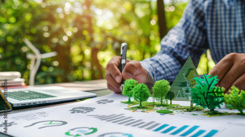 Fototapeta premium businessman planning on environmental protection