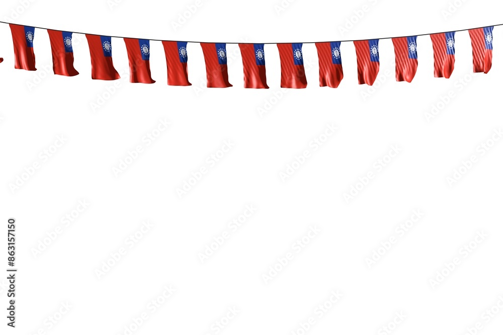 custom made wallpaper toronto digitalcute many Myanmar flags or banners hangs on rope isolated on white - any feast flag 3d illustration..
