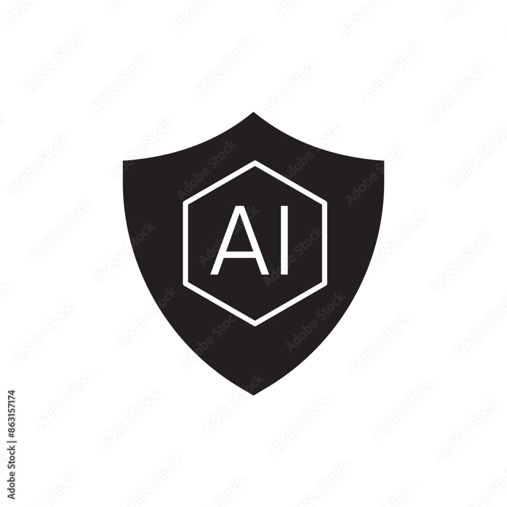 AI shield icon design, isolated on white background, vector illustration AI shield icon design, isolated on white background, vector illustration