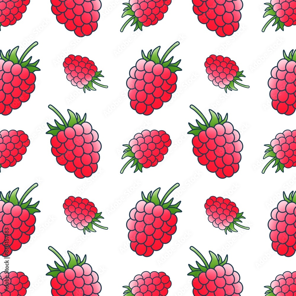 Repeating pattern with raspberries Repeating pattern with raspberries