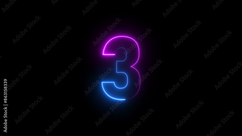 Abstract beautiful neon number 3 illustration background 4k. Abstract beautiful neon number 3 illustration background 4k.